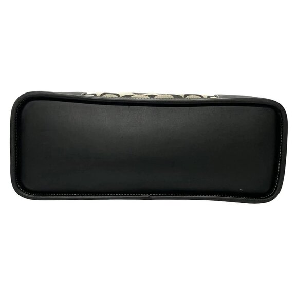 Auth COACH Signature 6047 Gray Black Jacquard Leather Handbag - Picture 4 of 11